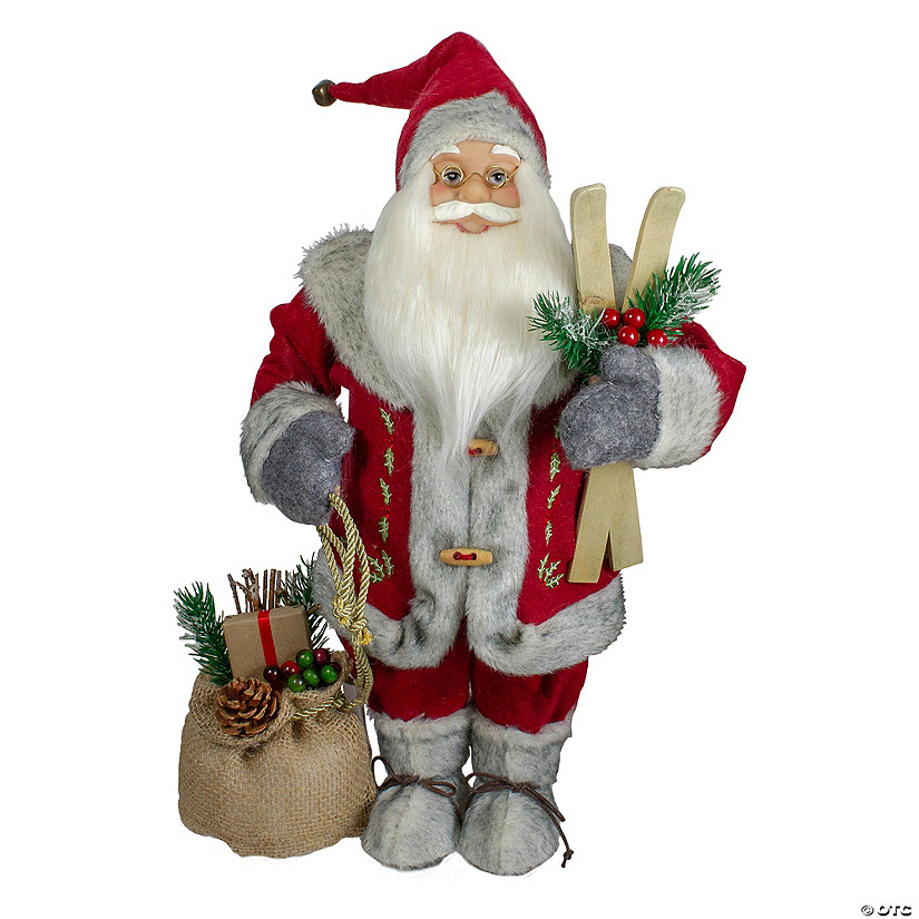 Northlight - 18" Standing Santa Christmas Figure with Skis and Fur Boots Image