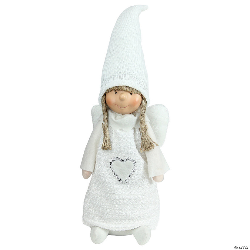 Northlight 19.25" White Snowy Woodlands Girl Angel Christmas Tabletop Figurine Image