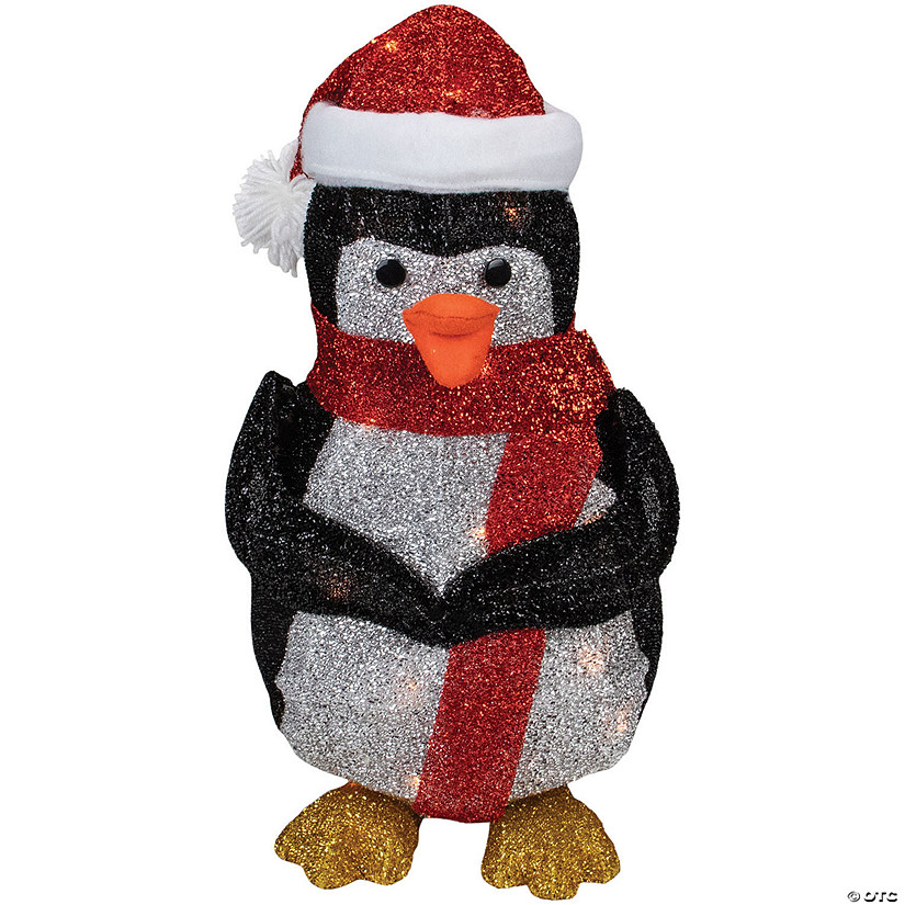 Northlight - 19.5" Pre-Lit Penguin with Santa Hat Outdoor Christmas Decoration Image
