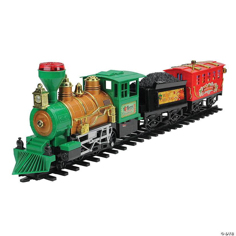 Northlight - 19-Piece Green and Red Battery Operated Christmas Express Train Set Image