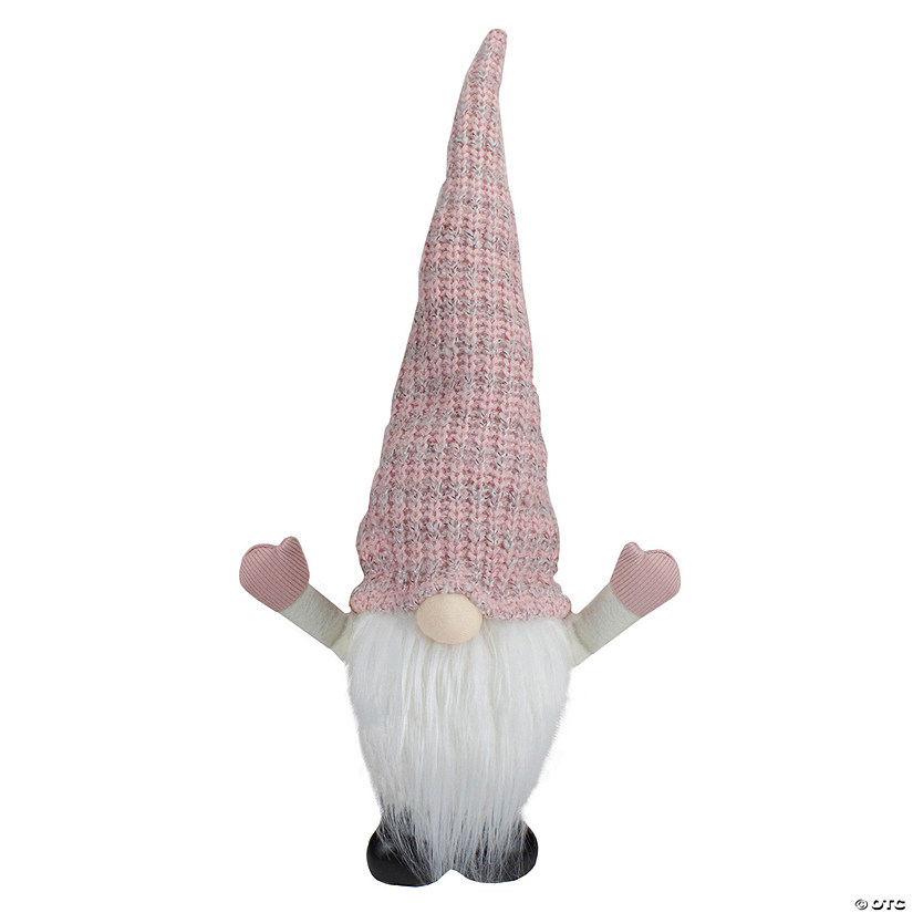 Northlight 19" Pink and White Rattan Christmas Gnome with Warm White LED Lights Image