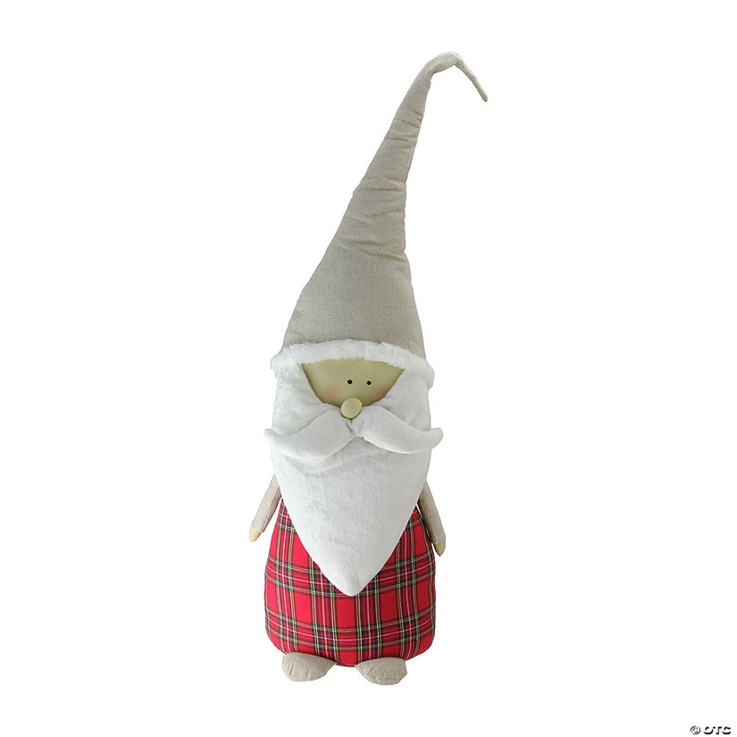 Northlight 19" Red and White Plaid Blushing Santa Gnome Tabletop Decor Image