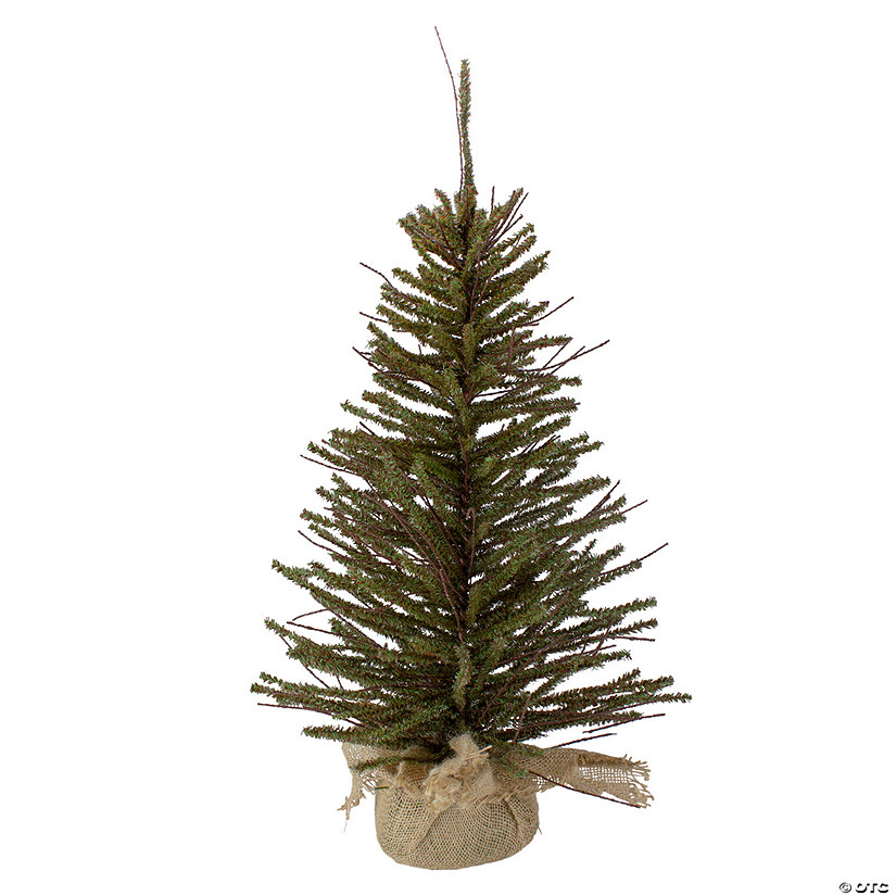 Northlight 2.5' Green and Brown Warsaw Twig Artificial Christmas Tree with Burlap Base - Unlit Image