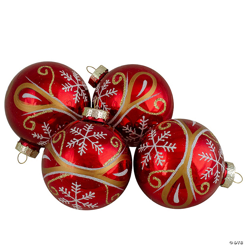 Northlight 2.5" Red and Gold Glass Christmas Ball Ornaments, Set of 4 Image