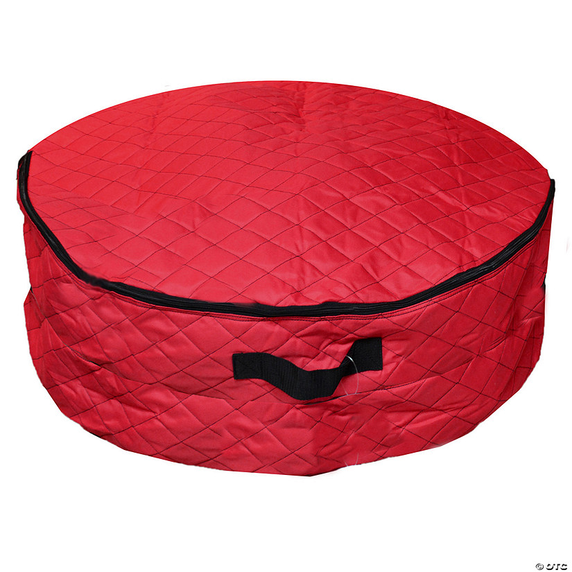 Northlight 2 in 1 Quilted Red Zip Up Christmas Garland and Wreath Storage Bag Image