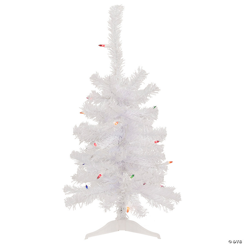 Northlight 2' Lighted Woodbury White Pine Slim Artificial Christmas Tree  Multi Lights Image