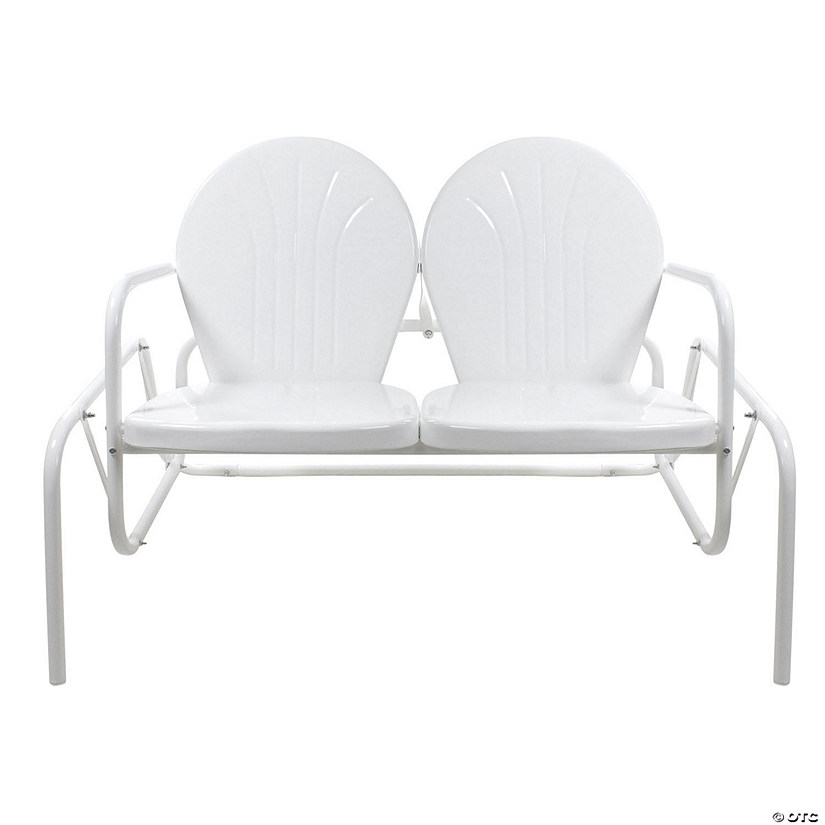 Northlight 2-Person Outdoor Retro Metal Tulip Double Glider Patio Chair White Image