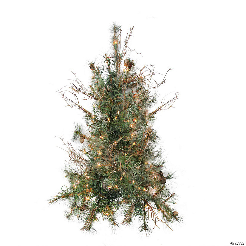 Northlight 2' Pre-Lit Country Mixed Pine Artificial Christmas Wall Tree - Clear Lights Image
