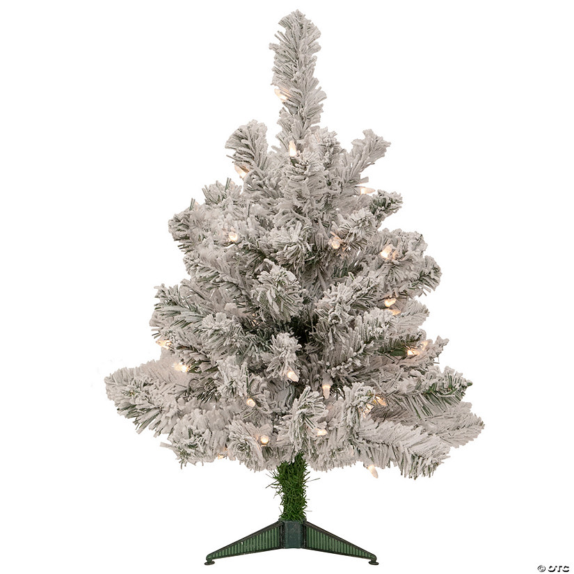 Northlight 2' Pre-Lit Flocked Madison Pine Artificial Christmas Tree  Clear Lights Image