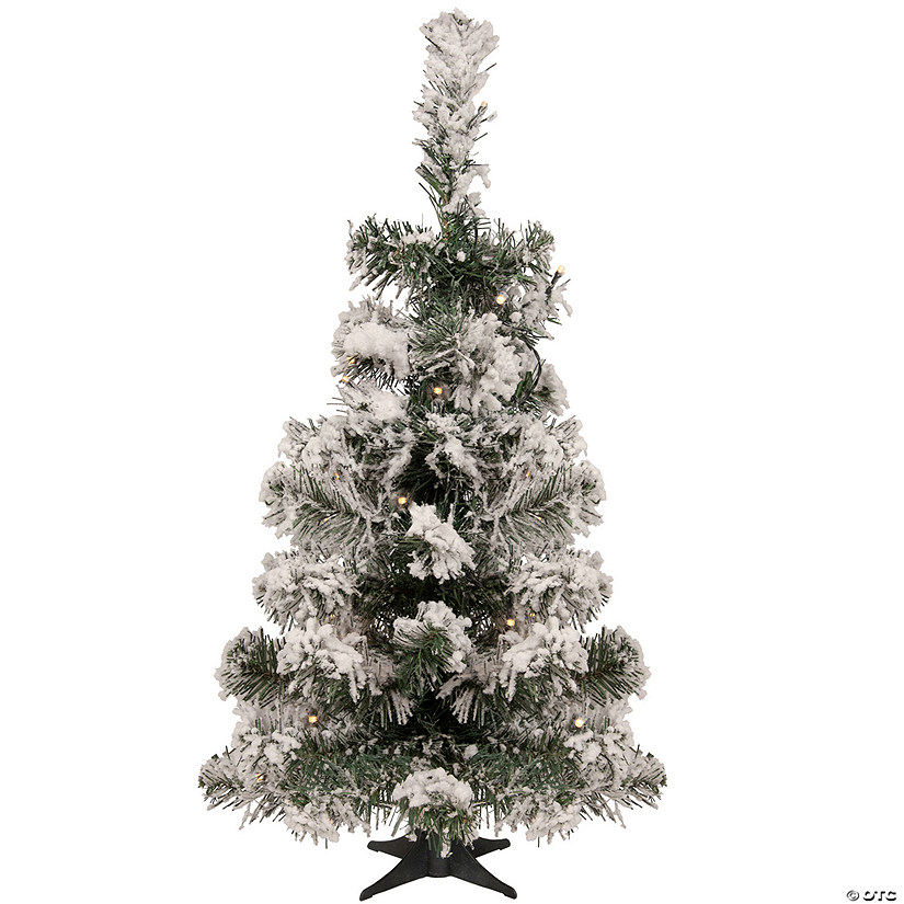 Northlight 2' Pre-Lit Medium Flocked Bristol Pine Artificial Christmas Tree - Warm Clear LED Lights Image