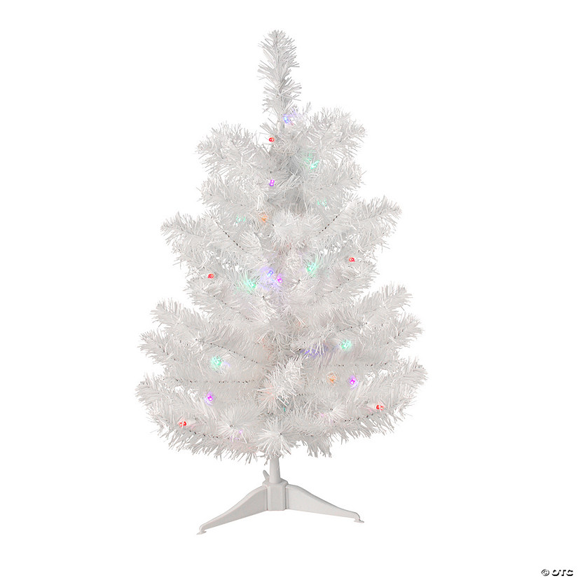Northlight 2' Pre-Lit Medium Snow White Pine Artificial Christmas Tree - Multicolor LED Lights Image