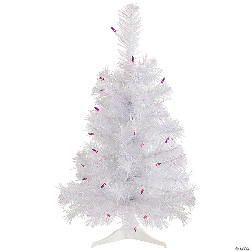Northlight 2' Pre-lit Rockport White Pine Artificial Christmas Tree  Purple Lights Image
