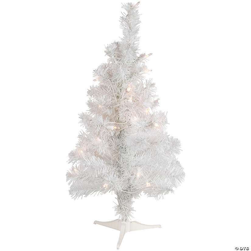 Northlight 2' Pre-Lit Slim Tinsel Artificial Christmas Tree- Clear Lights Image