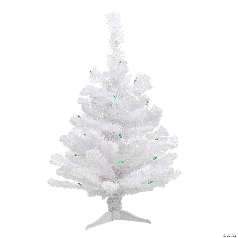 Northlight 2' Pre-Lit Small White Pine Artificial Christmas Tree - Green Lights Image