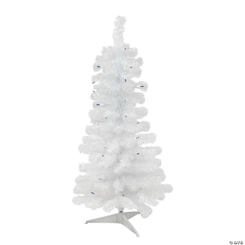 Northlight 2' Pre-Lit Woodbury White Pine Slim Artificial Christmas Tree  Blue Lights Image