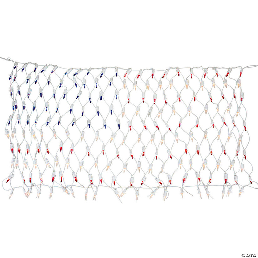 Northlight 2' x 2.75' Red and Blue American Flag Mini Net Style Lights - White Wire Image