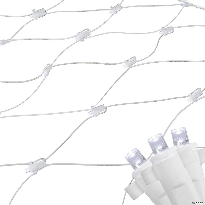 Northlight 2' x 8' Pure White LED Wide Angle Net Style Column Wrap Christmas Lights  White Wire Image