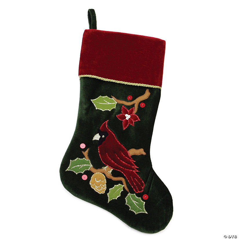 Northlight 20.5" Cardinal Embroidered Christmas Stocking Image