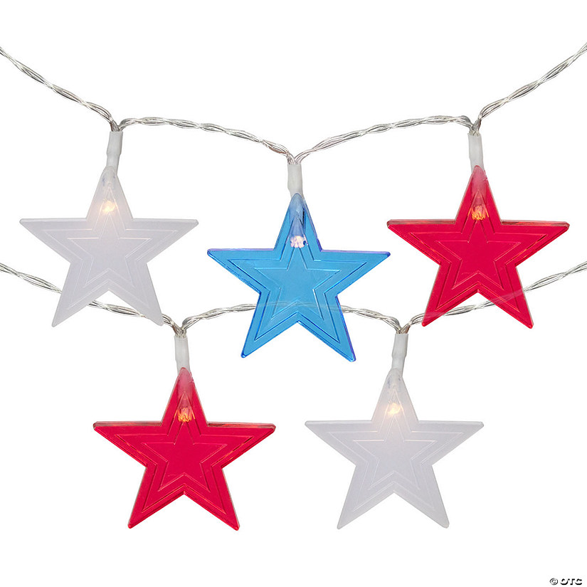 Northlight 20-Count Patriotic Americana Star LED String Lights 9.5ft Clear Wire Image
