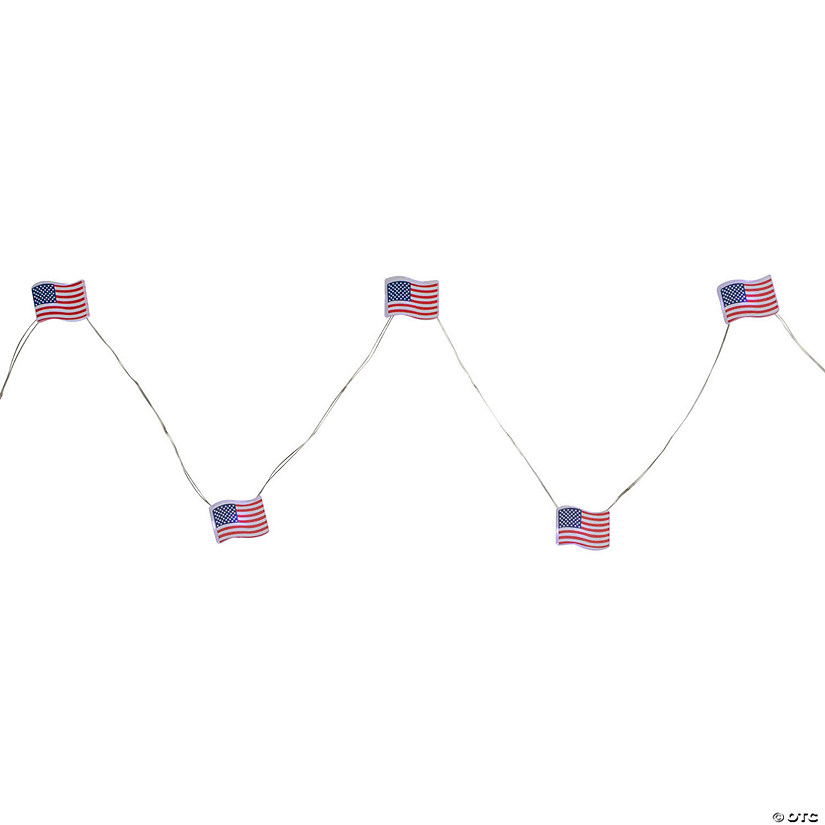 Northlight 20-Count Patriotic Americana USA Flag LED Fairy Lights 6.25ft Copper Wire Image