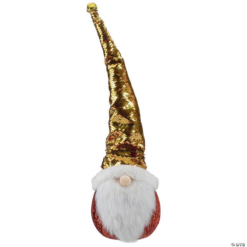 Northlight 20" Gold Sequin Santa With a Pointed Winter Hat Christmas Tabletop Decor Image