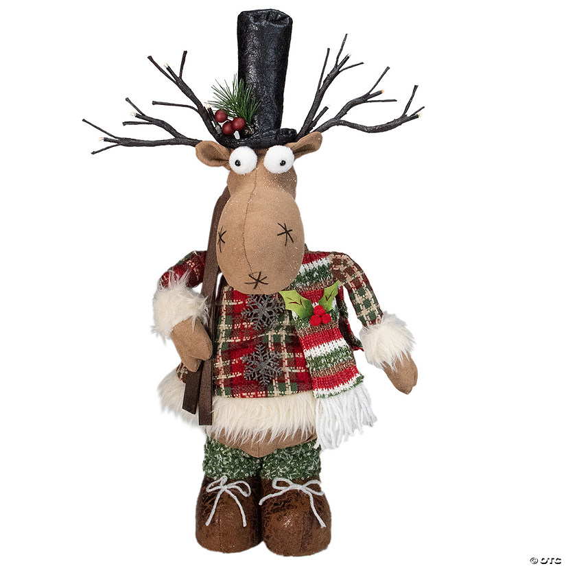 Northlight 20-Inch Standing Christmas Moose Figure with LED Antlers Tabletop Decor Image