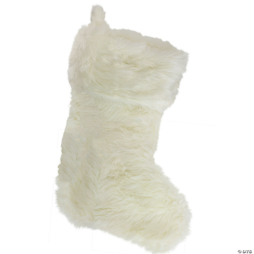 Northlight 20" Ivory White Super Soft Faux Fur Decorative Christmas Stocking Image