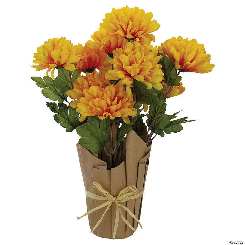 Northlight 20" Yellow Fall Harvest Artificial Mum Plant in a Pot Image