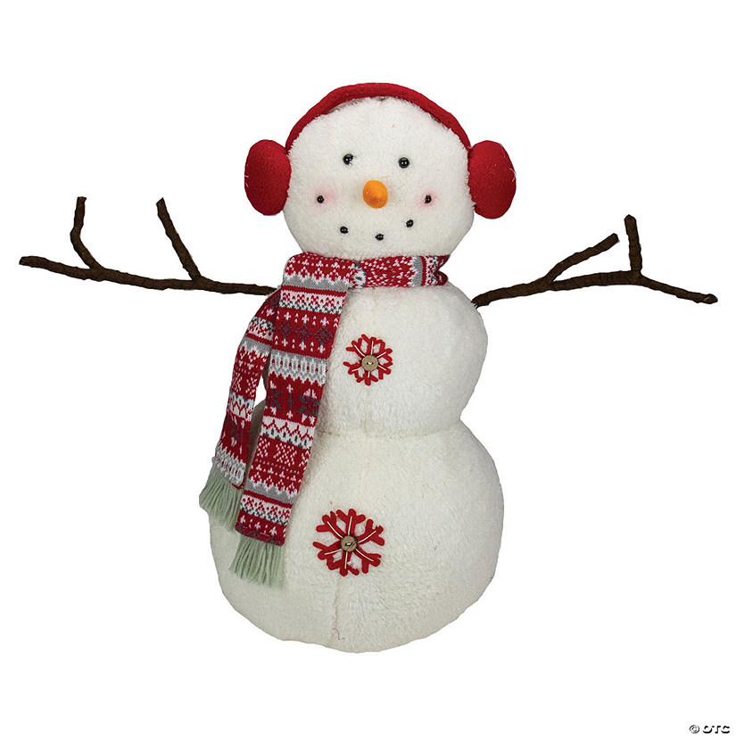 Northlight 21.5" Snowflake Sherpa Plush Snowman Christmas Decoration Image
