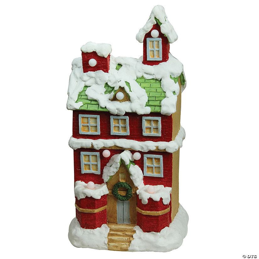Northlight - 21" Pre-Lit LED Musical Snow Covered 2 Storey House Christmas Tabletop Decoration Image
