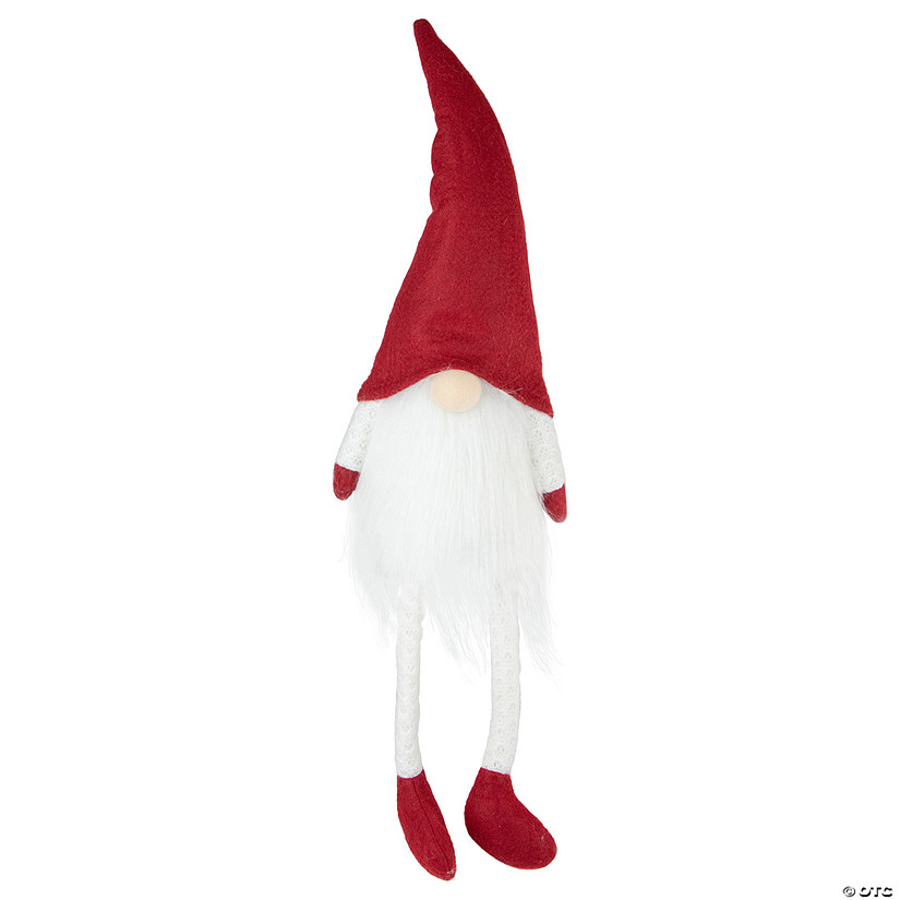 Northlight 21" Red and White Sitting Gnome Tabletop Christmas Decoration Image