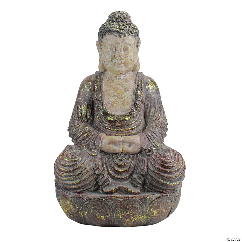 Northlight 22" Brown and Beige Meditating Buddha Outdoor Garden Statue Image