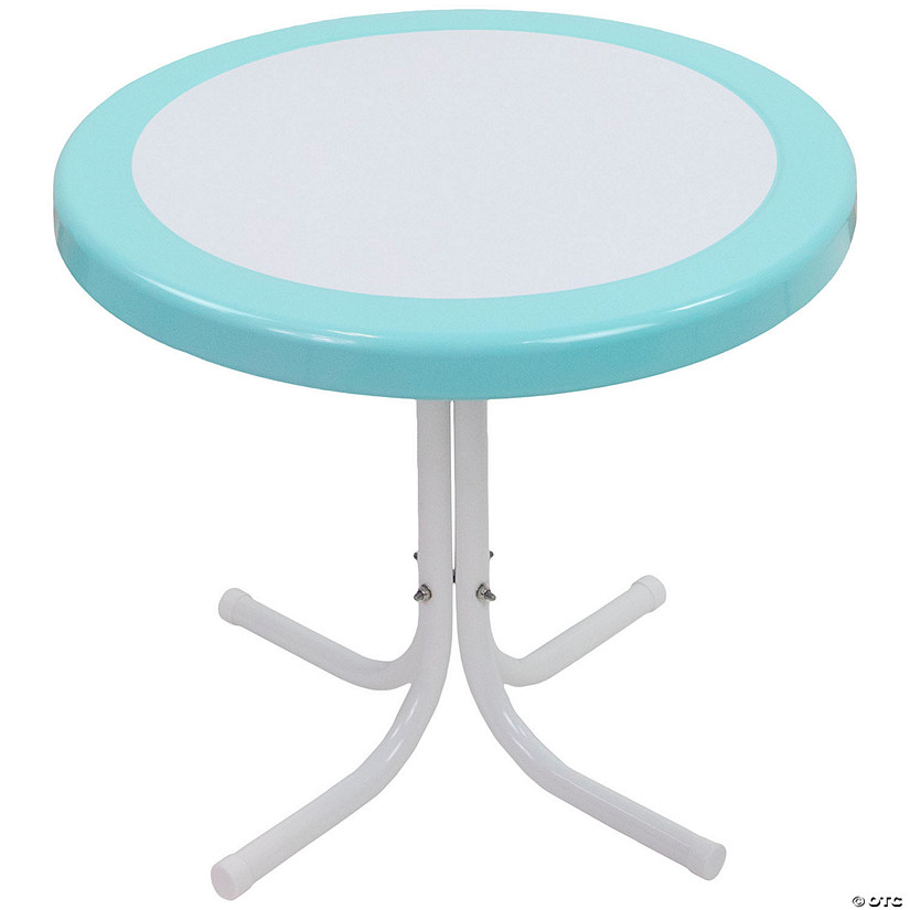 Northlight 22" Outdoor Retro Tulip Side Table Blue and White Image