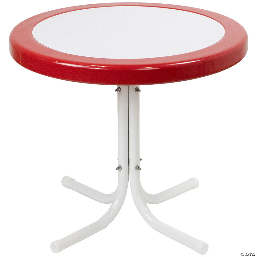 Northlight 22" Outdoor Retro Tulip Side Table Red and White Image