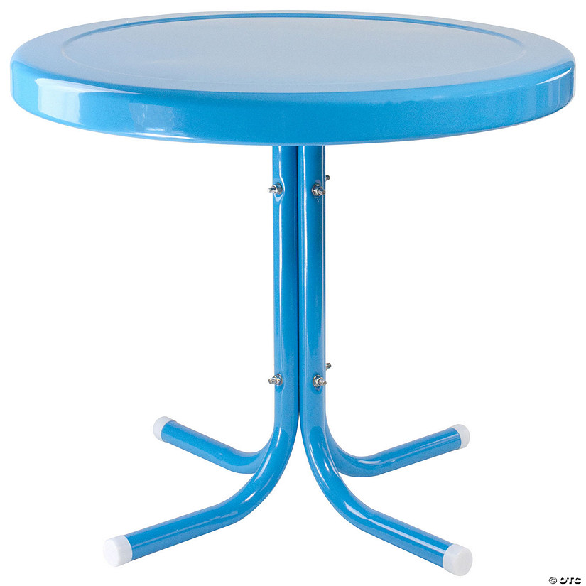 Northlight 22" Outdoor Retro Tulip Side Table Turquoise Blue Image