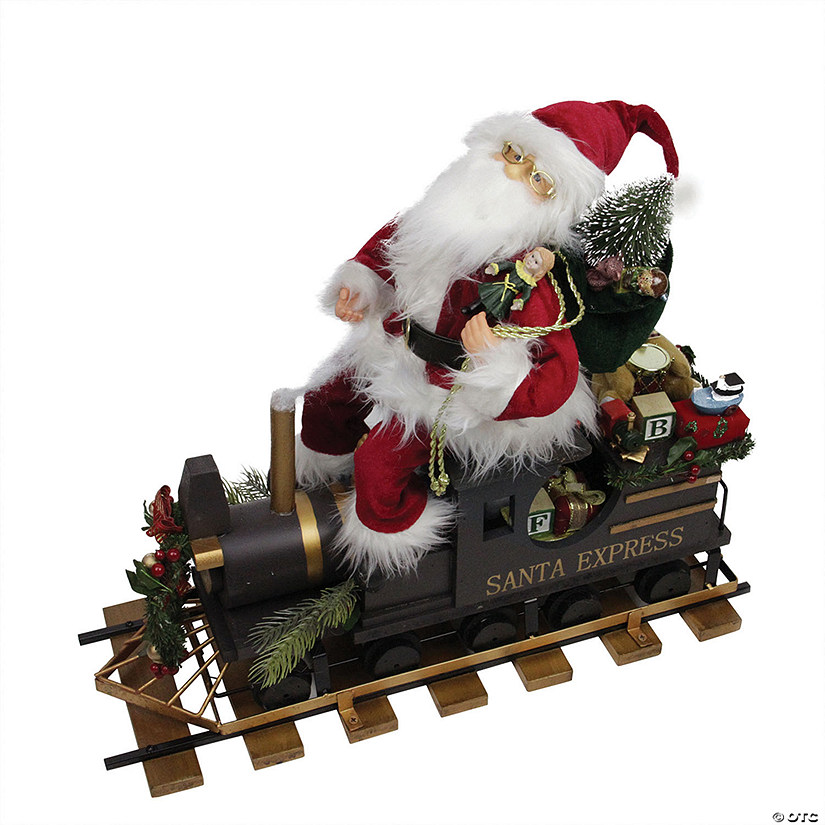 Northlight - 22" Santa Express Train Christmas Figure on Railroad Track Base Image