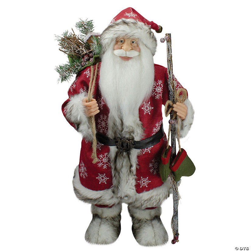 Northlight - 24.5" Snowflake Santa Claus Christmas Figure with Holly Berries Image