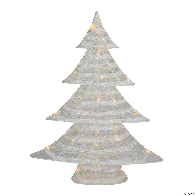 Northlight 24.5" White and Silver Battery Operated Glittered LED Christmas Tree Tabletop Decor Image