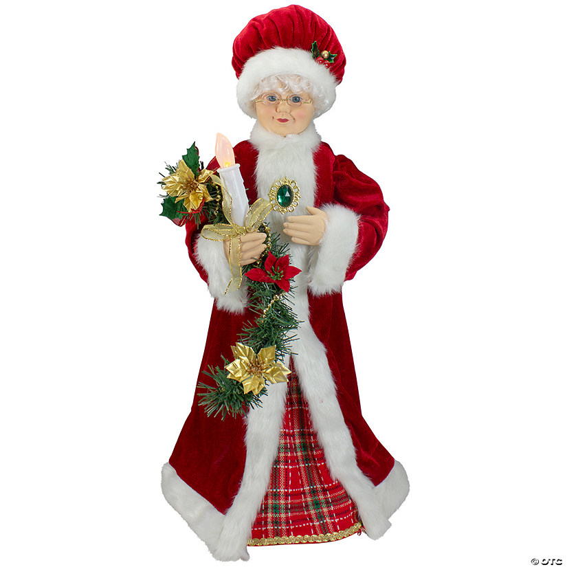 Northlight 24-Inch Animated Mrs. Claus with Lighted Candle Musical Christmas Figure Image