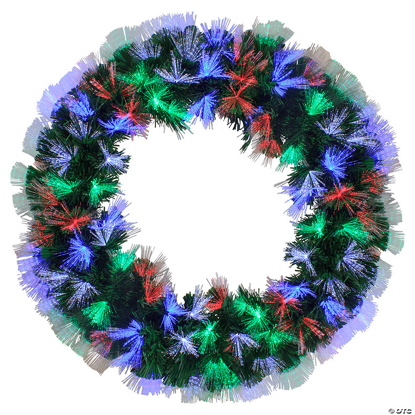 Northlight 24" Multi-Function Coloring Changing Fiber Optic Artificial Pine Christmas Wreath Image