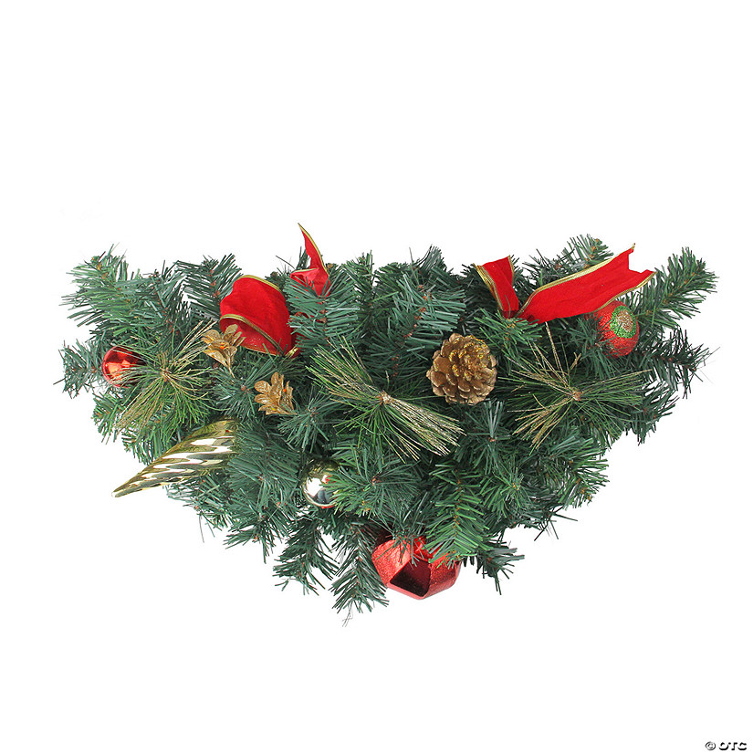Northlight 24" Pre-Decorated and Ball Ornaments with Bows Artificial Christmas Swag - Unlit Image