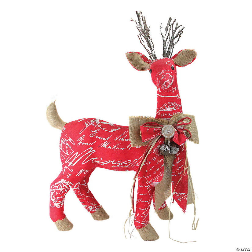 Northlight - 24" Red and Brown Reindeer with Bow Christmas Decoration Image