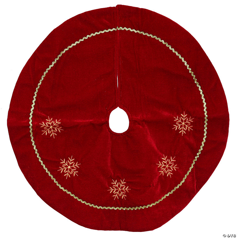 Northlight 24" Red with White Snowflakes Christmas Tree Skirt Image