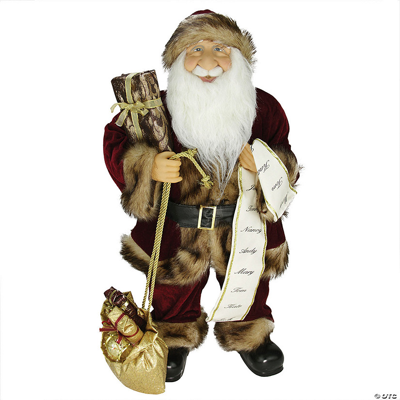 Northlight - 24" Woodland Standing Santa Claus Christmas Figure with Name List Image