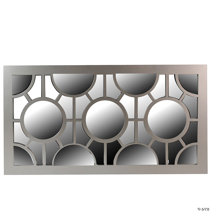 Northlight 25.25" Metallic Gray Rectangular Geometric Wall Mirror Image