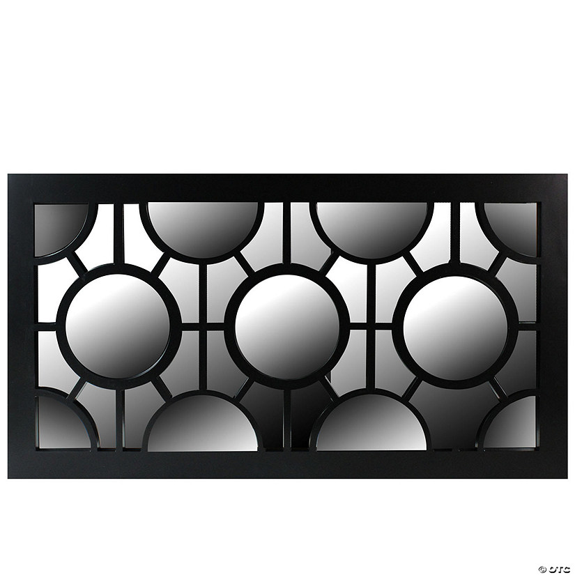 Northlight 25.5" Black Geometric Circles Rectangular Wall Mirror Image