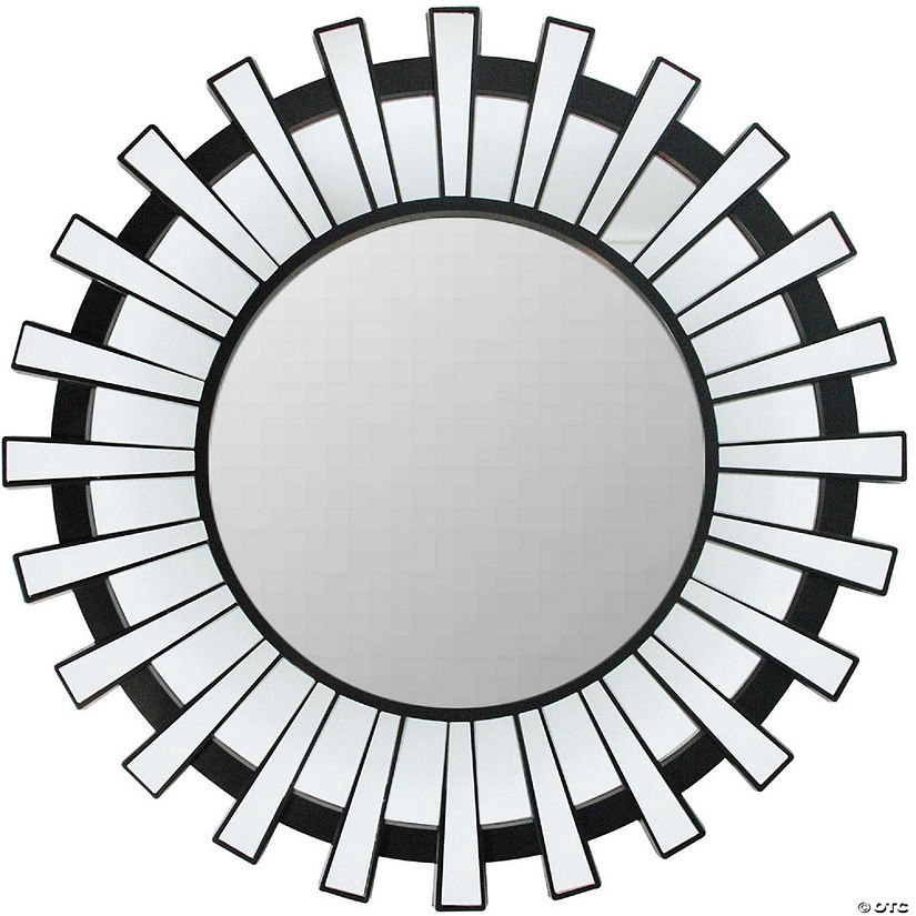 Northlight 25.5" Black Sunburst Round Wall Mounted Mirror Image