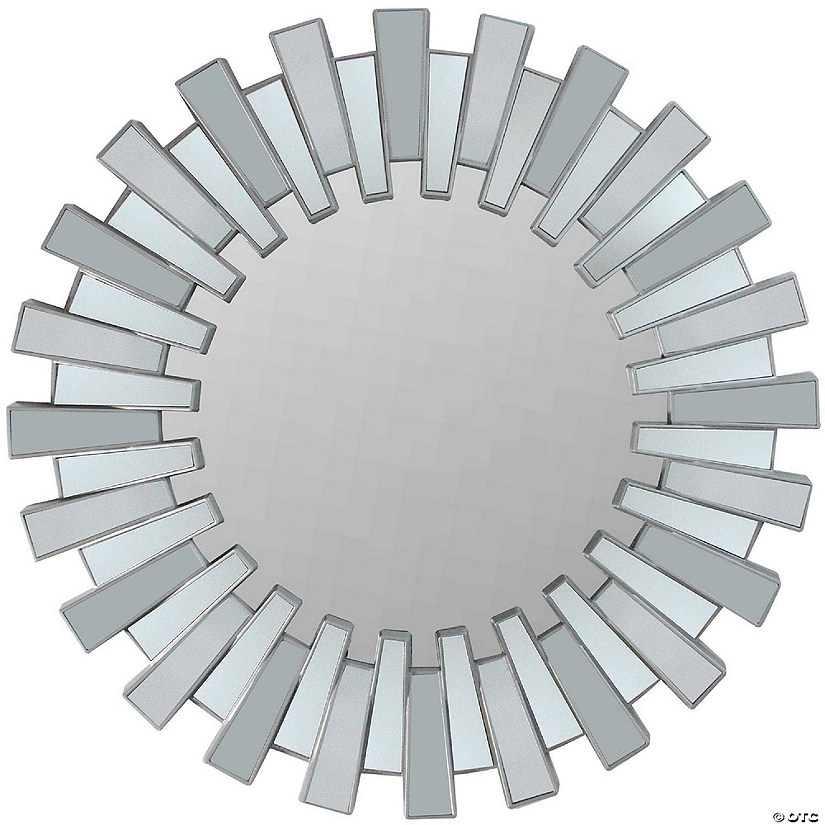Northlight 25.5" Silver Aztec Sunburst Round Mirror Wall Decor Image