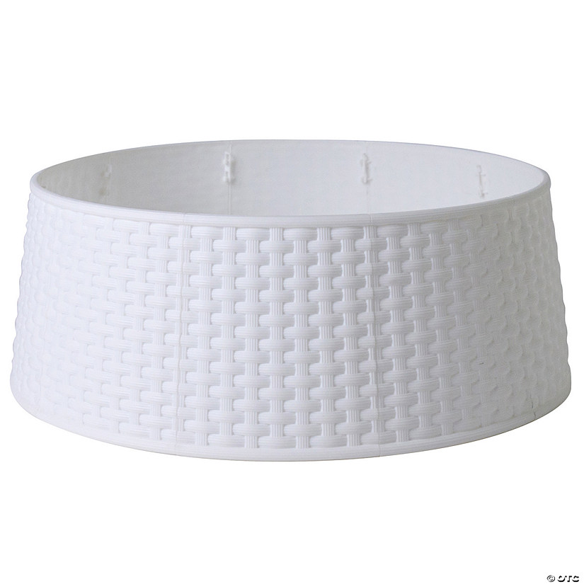 Northlight 25.5" White Rattan Pattern Large Christmas Tree Collar Image