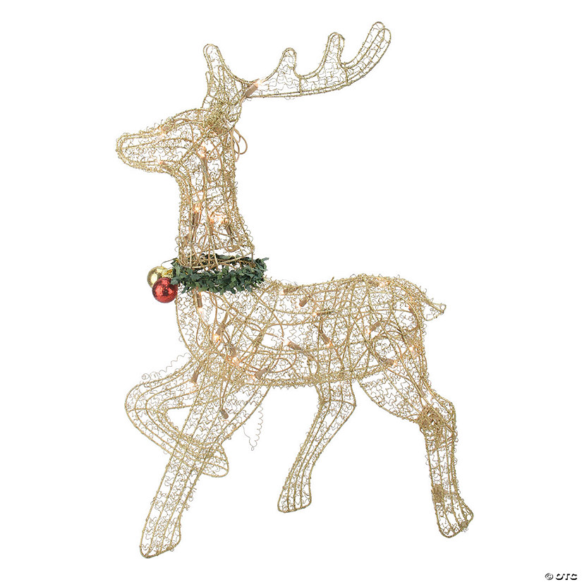 Northlight - 25" Gold Lighted Prancing Reindeer Outdoor Christmas Decor Image